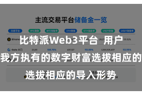比特派Web3平台 用户不错凭证我方执有的数字财富选拔相应的导入形势